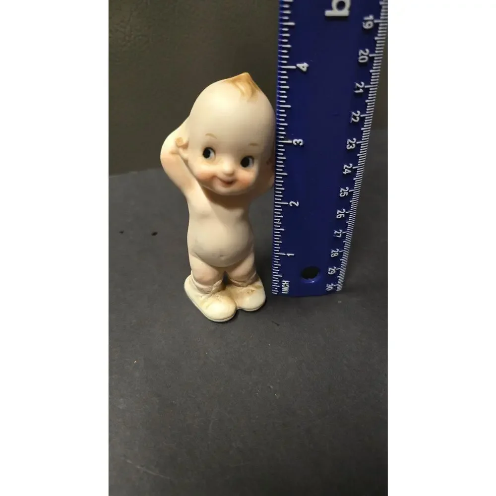 Porcelain Baby Figurine Beige Kewpie Doll Small Japan Cute Decor